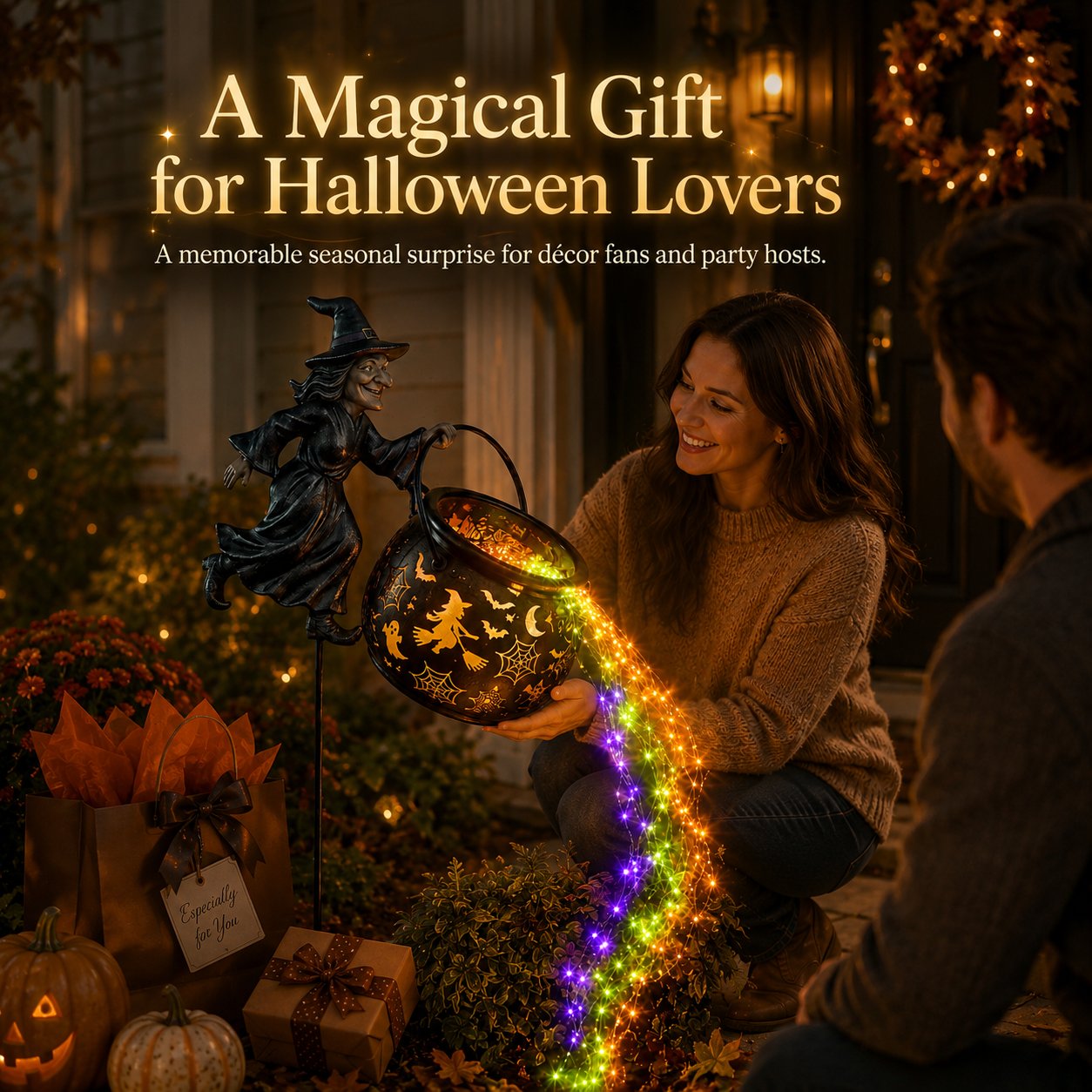 š§āāļøHalloween Witch Cauldron Garden Light