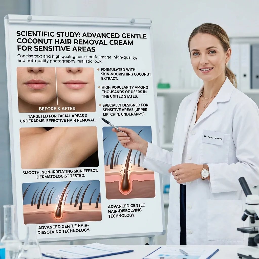 π₯₯ Painless Hair Removal β Face, Underarms, Legs, & Intimate Areas β Gentle Growth Inhibition: Coconut Hair Removal Cream