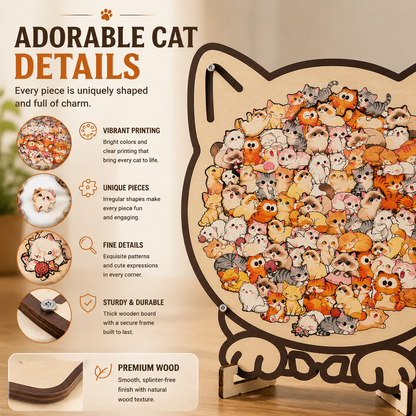 🐱 Cat Wooden Puzzle Decor – Relaxing Puzzle Gift For Cat Lovers