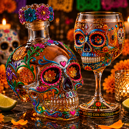 🔥 Day of the Dead Skull Decanter Set™ – FREE Matching Goblet While Supplies Last