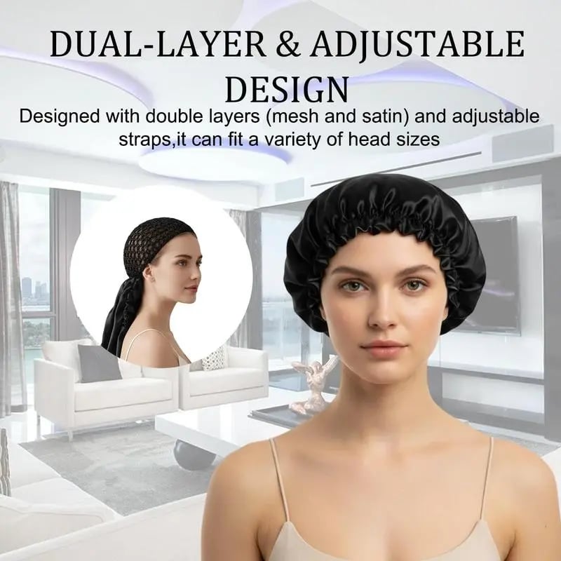 🔥HOT SALE 48% OFF -Detachable Satin Hair Wrap & Hair Net — 2-in-1 Design