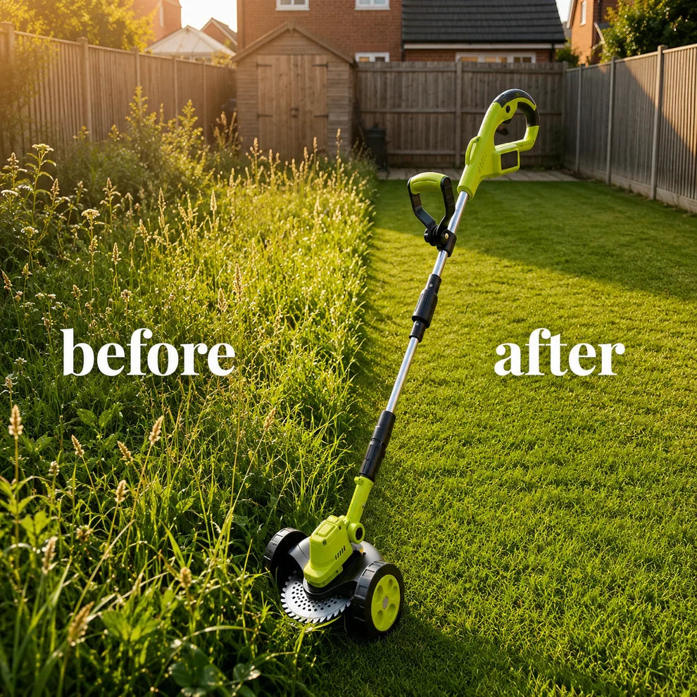 3-in-1 Cordless Lawn Mower with 2×21V Batteries, German Quality Lightweight Grass Trimmer & Edger for Small to Medium Gardens