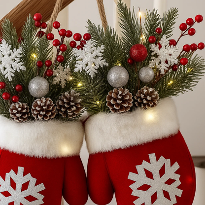 Handmade Christmas Mitten Wreath