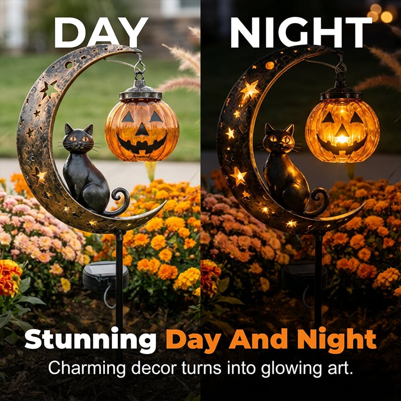 🐈‍⬛🌙 Halloween Black Cat Moon Ground Lamp