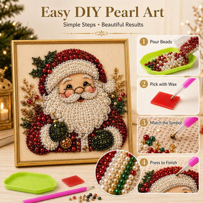 🧘Relaxing & Beginner-Friendly-💎DIY Christmas 3D Pearl Diamond Painting Art Kit With Frame
