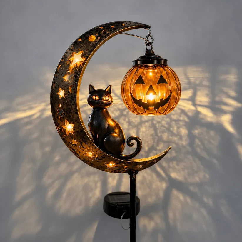 🐈‍⬛🌙 Halloween Black Cat Moon Ground Lamp