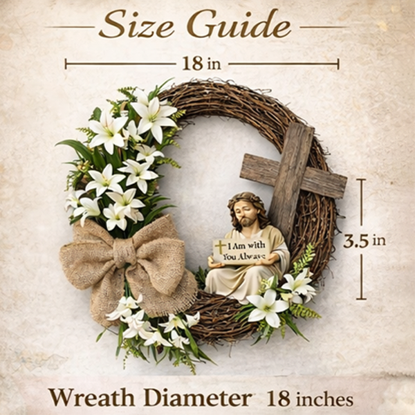 Easter Christian Wreath with Jesus Figurine