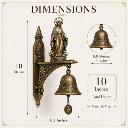 Our Lady of Grace Bronze Miraculous Medal Wall Bell ✨| 🙏Catholic Religious Home & Garden Decor"