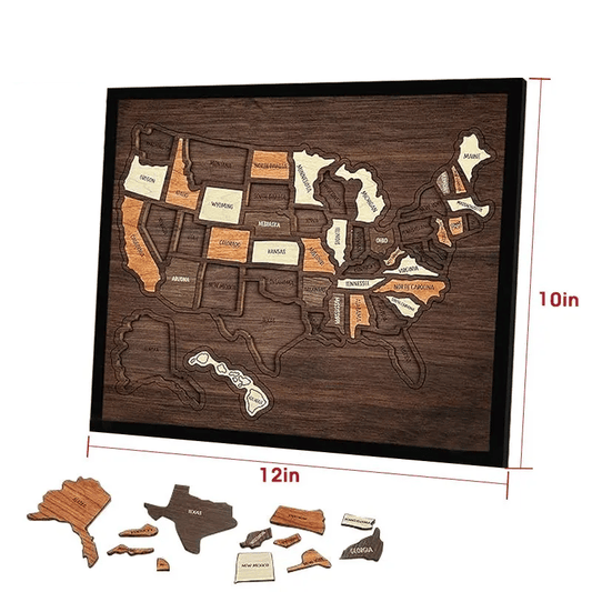 🌍 Wooden USA Travel Map Puzzle 🧩 – A Stylish Way to Track Your Journeys & Memories ✨ Limited Time Offer！