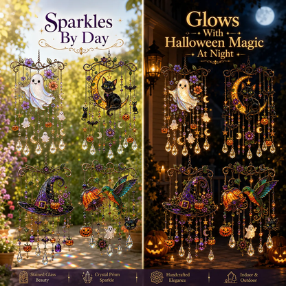 🎃💎Halloween Crystal Wind Chime – Colorful Acrylic Hanging Garden Decoration