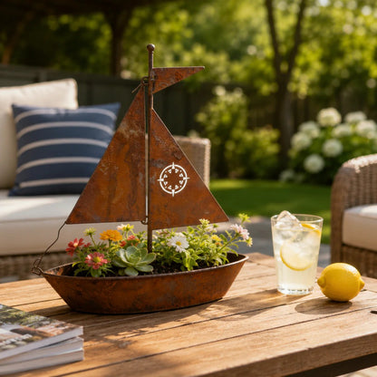 🎁Last Day 49% OFF🌼Rustic Sailboat Metal Planter