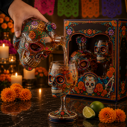 🔥 Day of the Dead Skull Decanter Set™ – FREE Matching Goblet While Supplies Last