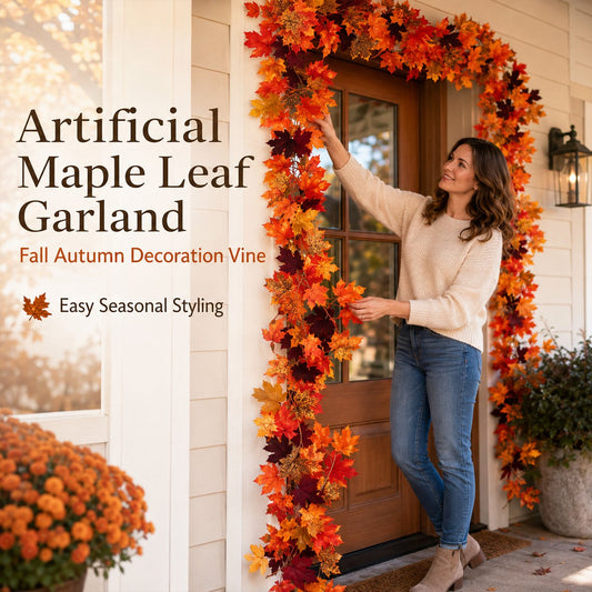 🍁 50% OFF Limited Time – Artificial Maple Leaf Garland | Instant Fall Home Decor for Cozy Autumn & Thanksgiving