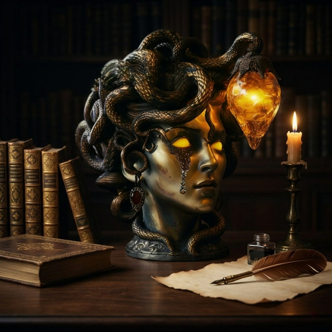 🐍 Medusa’s Handcrafted Gothic Table Lamp