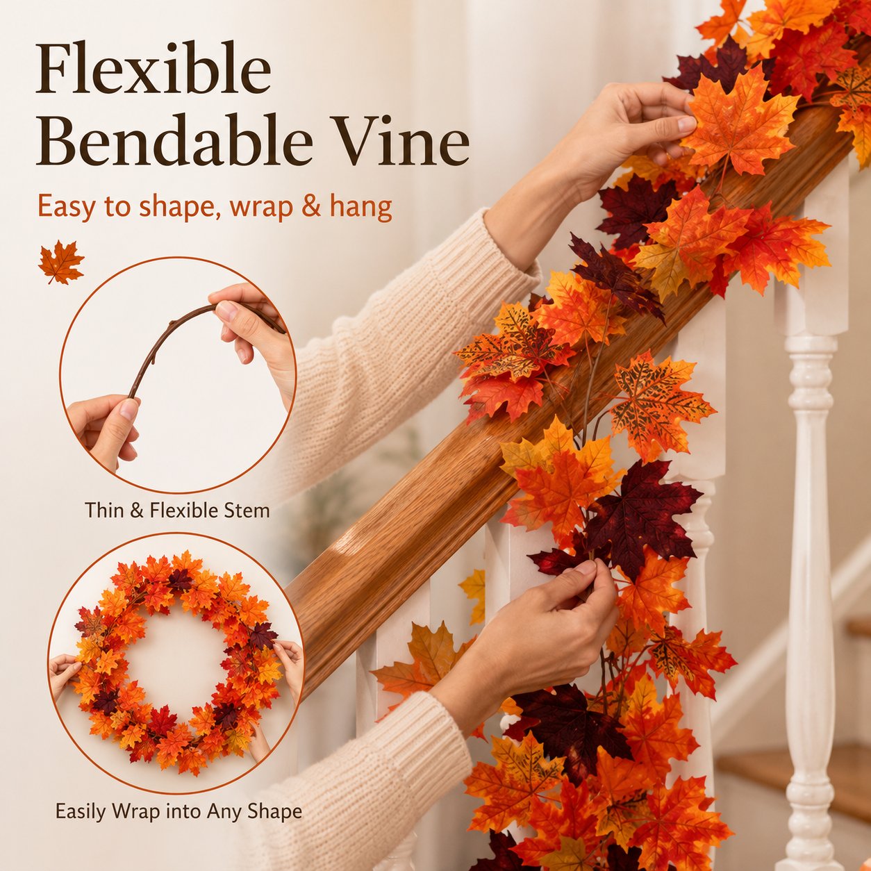🍁 50% OFF Limited Time – Artificial Maple Leaf Garland | Instant Fall Home Decor for Cozy Autumn & Thanksgiving