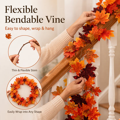 🍁 50% OFF Limited Time – Artificial Maple Leaf Garland | Instant Fall Home Decor for Cozy Autumn & Thanksgiving