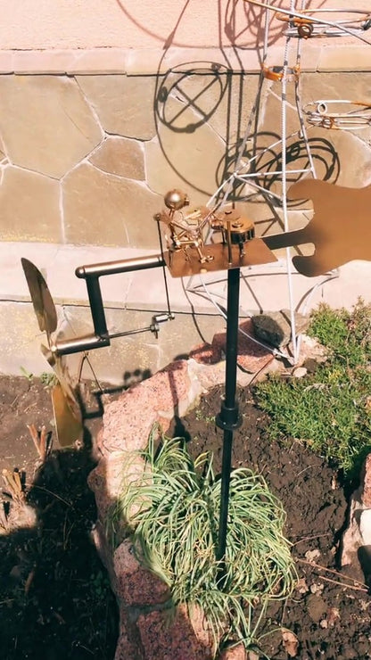 Handmade Metal Rock Band Windmill🎁(Includes a 70cm bracket)
