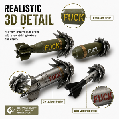 Funny 3D F-Bomb Refrigerator Magnets – Realistic Military Style 3D Magnetic Decor