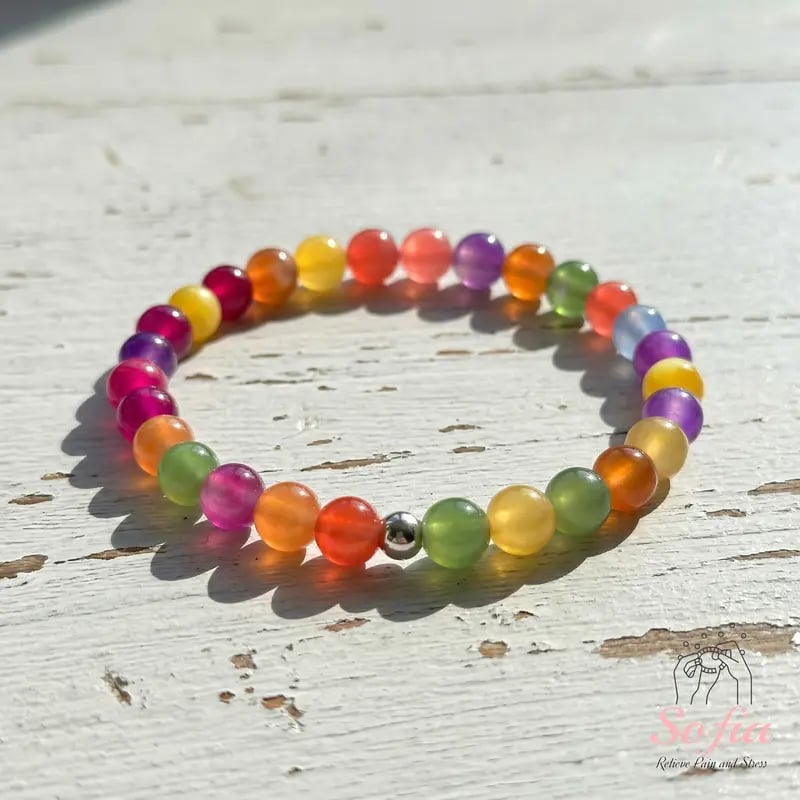 📿Sofia Dopamine Rainbow Beaded Choker Necklace-UV Reactive Waterproof Stainless Steel Stackable Summer Jewelry