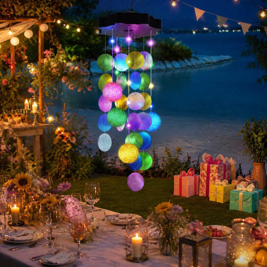 🌈 Colorful Solar Outdoor Shell Wind Chime Hanging Light!