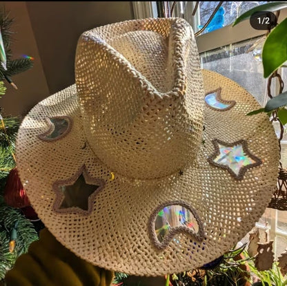 👒Suncatcher Cowgirl Straw Prism Hat
