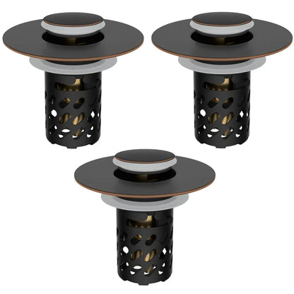 ✨ Upgraded 3-in-1 Pop Up Universal Bathroom Sink Drain Stopper - drain stopper + hair catcher + anti-clog filter