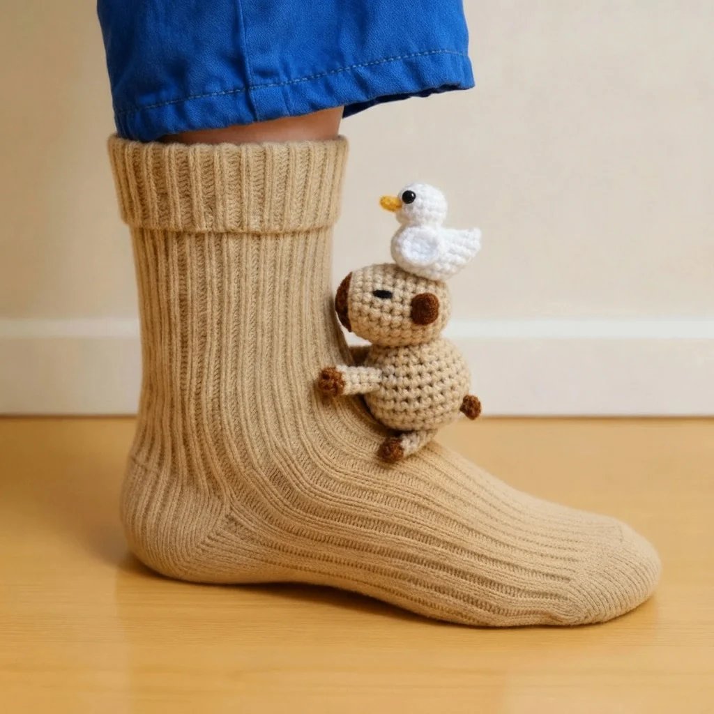 Cozy 3D Knit  Spirit Animal Socks, Express Yourself in Comfort💝