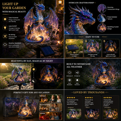 🐉 Mystical Amethyst Crystal Dragon Solar Light – Enchanted Garden Decor