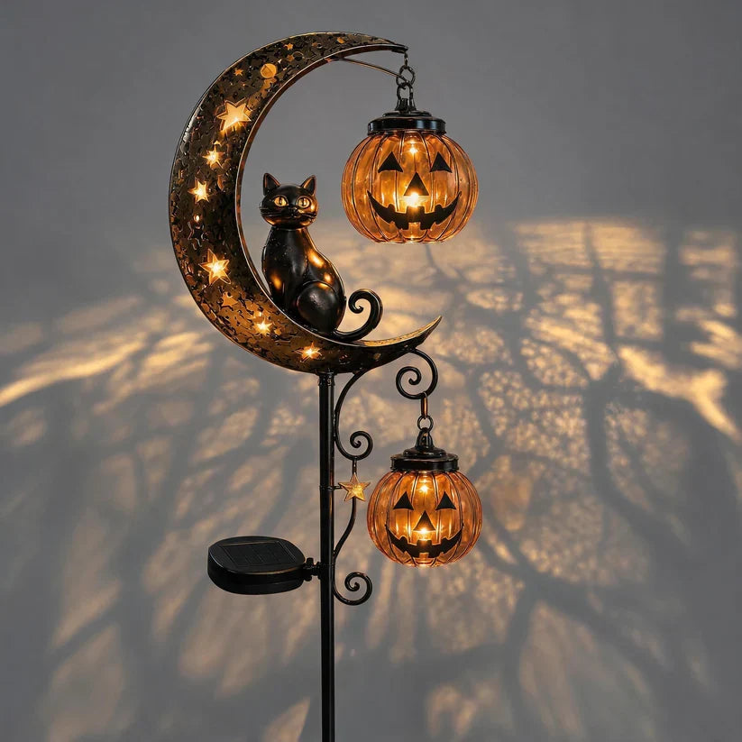 🐈‍⬛🌙 Halloween Black Cat Moon Ground Lamp