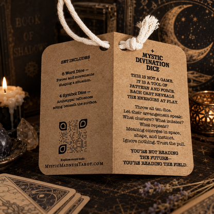 🔮🎲Arcane Divination Dice Set – Engraved Wooden Box, Oracle Dice for Tarot Ritual, Handcrafted Intuition Amplifier
