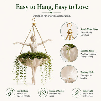 🔥💃 Ballet Dancer Hanging Planter– 🌿Elegant Garden Decor for Porch & Patio