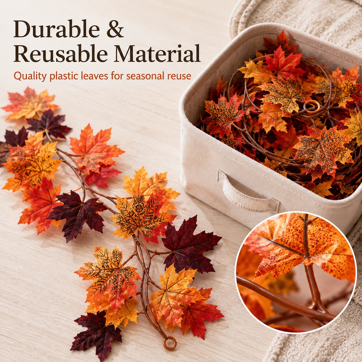 🍁 50% OFF Limited Time – Artificial Maple Leaf Garland | Instant Fall Home Decor for Cozy Autumn & Thanksgiving