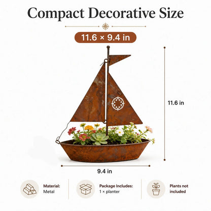 🎁Last Day 49% OFF🌼Rustic Sailboat Metal Planter