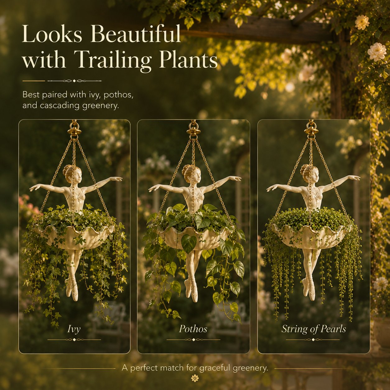 🔥💃 Ballet Dancer Hanging Planter– 🌿Elegant Garden Decor for Porch & Patio