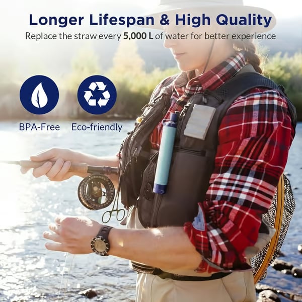 2026 Personal Straw Water Filter for Camping, Hiking, Survival, Emergency, Travel