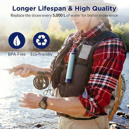 2026 Personal Straw Water Filter for Camping, Hiking, Survival, Emergency, Travel