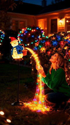 Fun solar-powered Christmas snowman lights