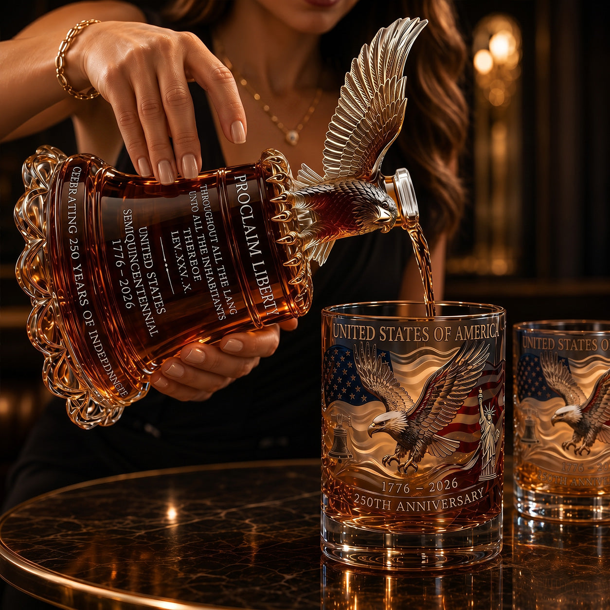 🔥✨ American Eagle Liberty Bell Decanter🦅 A Masterpiece of Craftsmanship and Strength