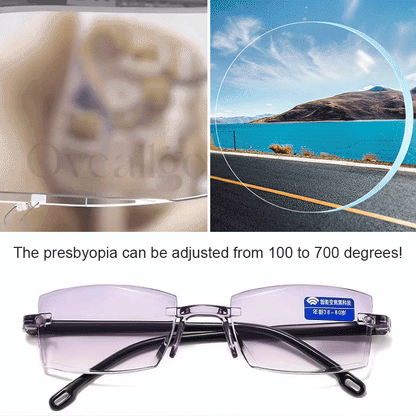 🔥Metal Frameless Highgrade Reading Glasses👍Blocks Blue Light, Radiation, and ultraviolet rays, Relieves Eye Fatigue👓️