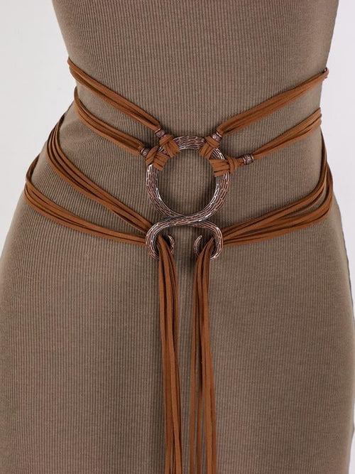 🔥2026 HOT SALE 49% OFF🔥Medieval Viking Braided Leather Belt Set, with Ring Buckle & Tassel Decorations