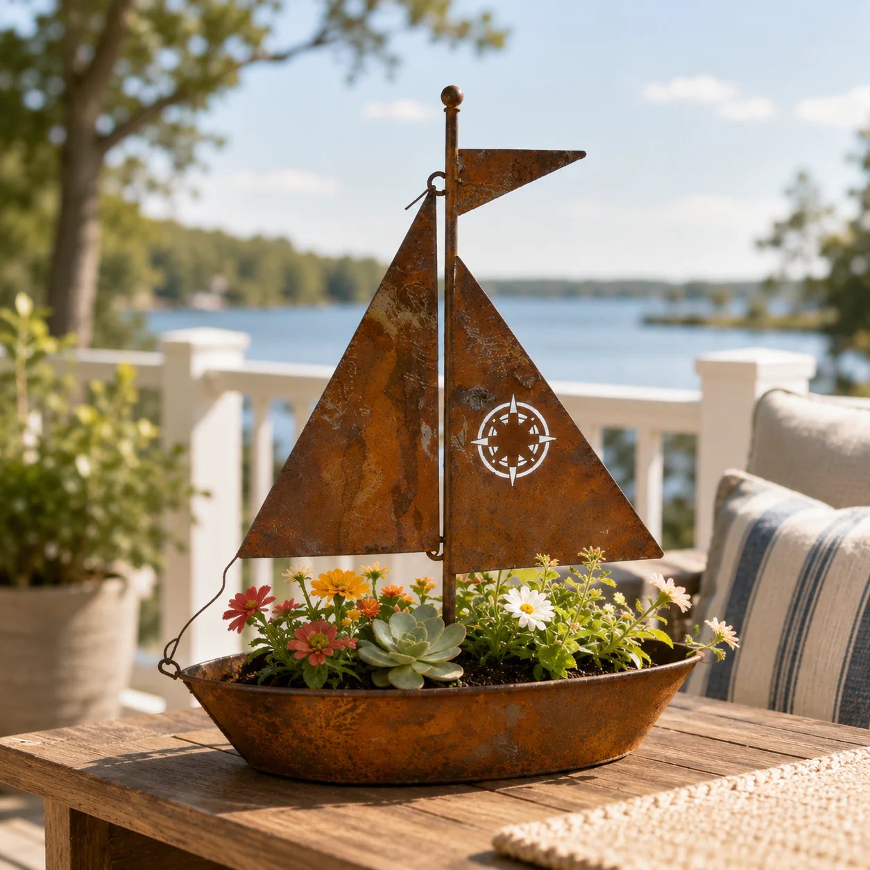 🎁Last Day 49% OFF🌼Rustic Sailboat Metal Planter