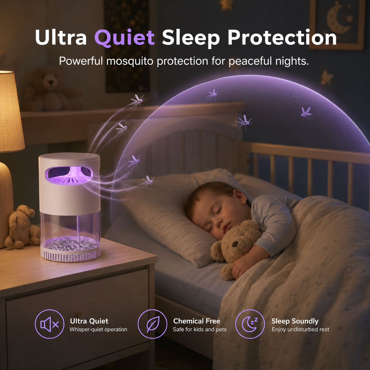 🦟🔥LAST DAY SALE 49% OFF-UV Mosquito Killer Lamp – quiet, USB, chemical-free. 50K+ sold! 🔇🌙