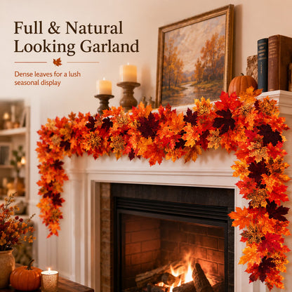 🍁 50% OFF Limited Time – Artificial Maple Leaf Garland | Instant Fall Home Decor for Cozy Autumn & Thanksgiving