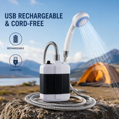 Portable Camping Shower – USB Rechargeable Outdoor Shower Pump