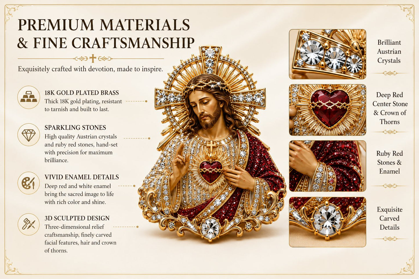 ❤️Last Day 50% OFF - 🙏 Sacred Heart of Jesus Brooch