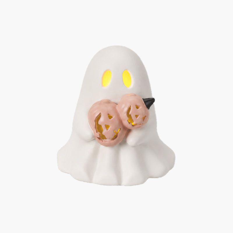 Luminous Ghost Ornament Set – Cute LED Halloween Tabletop Decor for Mantel, Shelf & Tiered Tray