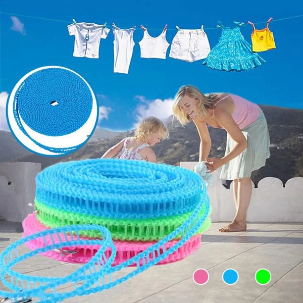 🔥Clothesline for Outside, Adjustable Clothes line,Windproof Clothesline with Hooks, Indoor and Outdoor Laundry and Drying Lines,Ideal Camping & Travel Essentials