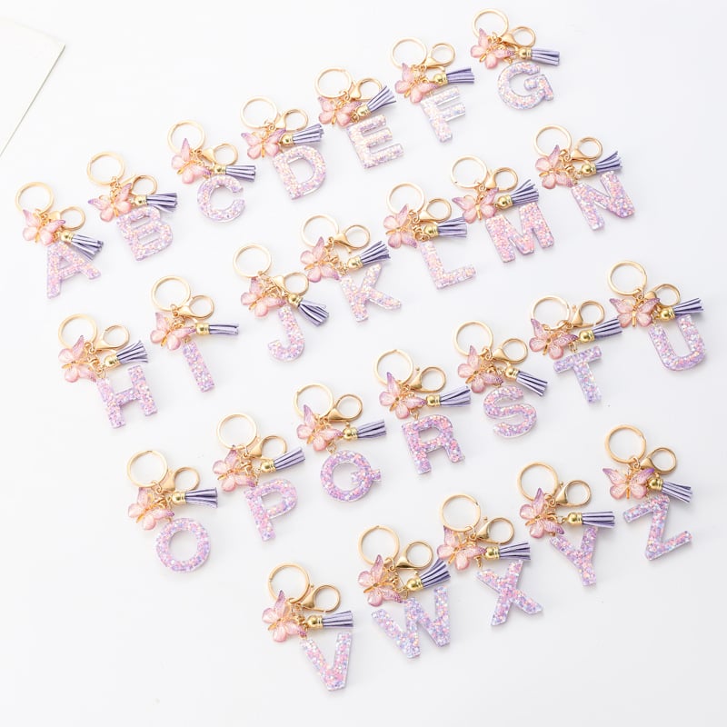 🔥Butterfly Letter Keychain Tassel Design Vibrant Durable Lightweight Gift