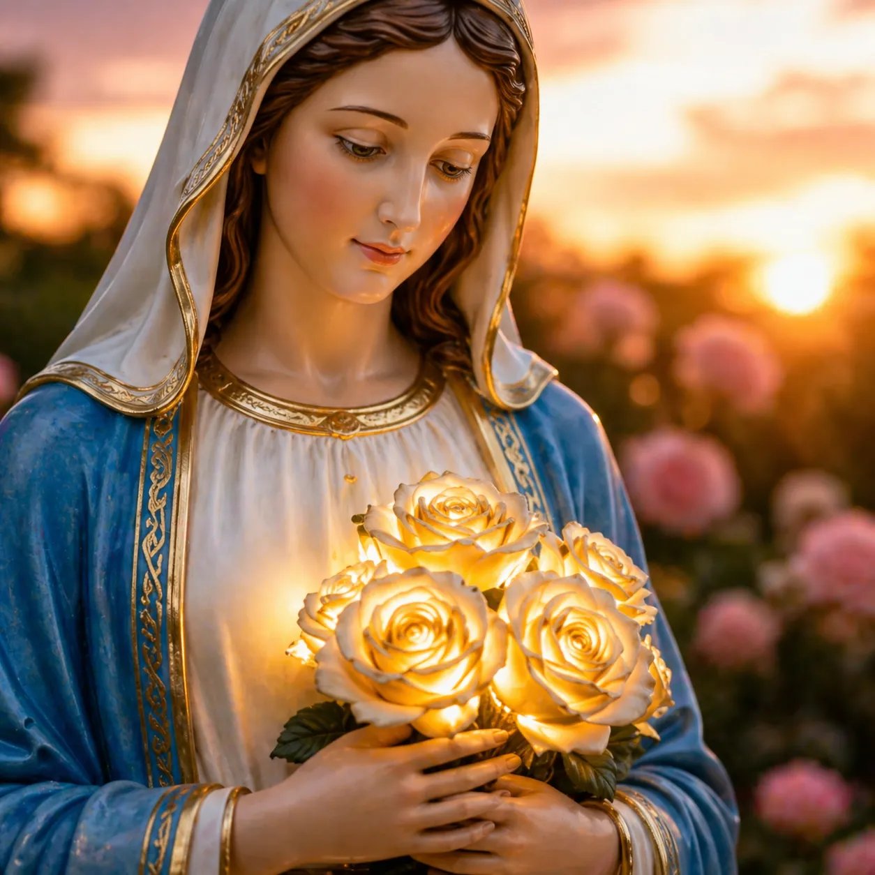 ✨ Limited Time Offer – Elegant Virgin Mary Garden Statue with Soft Illuminated Light & Roses💗