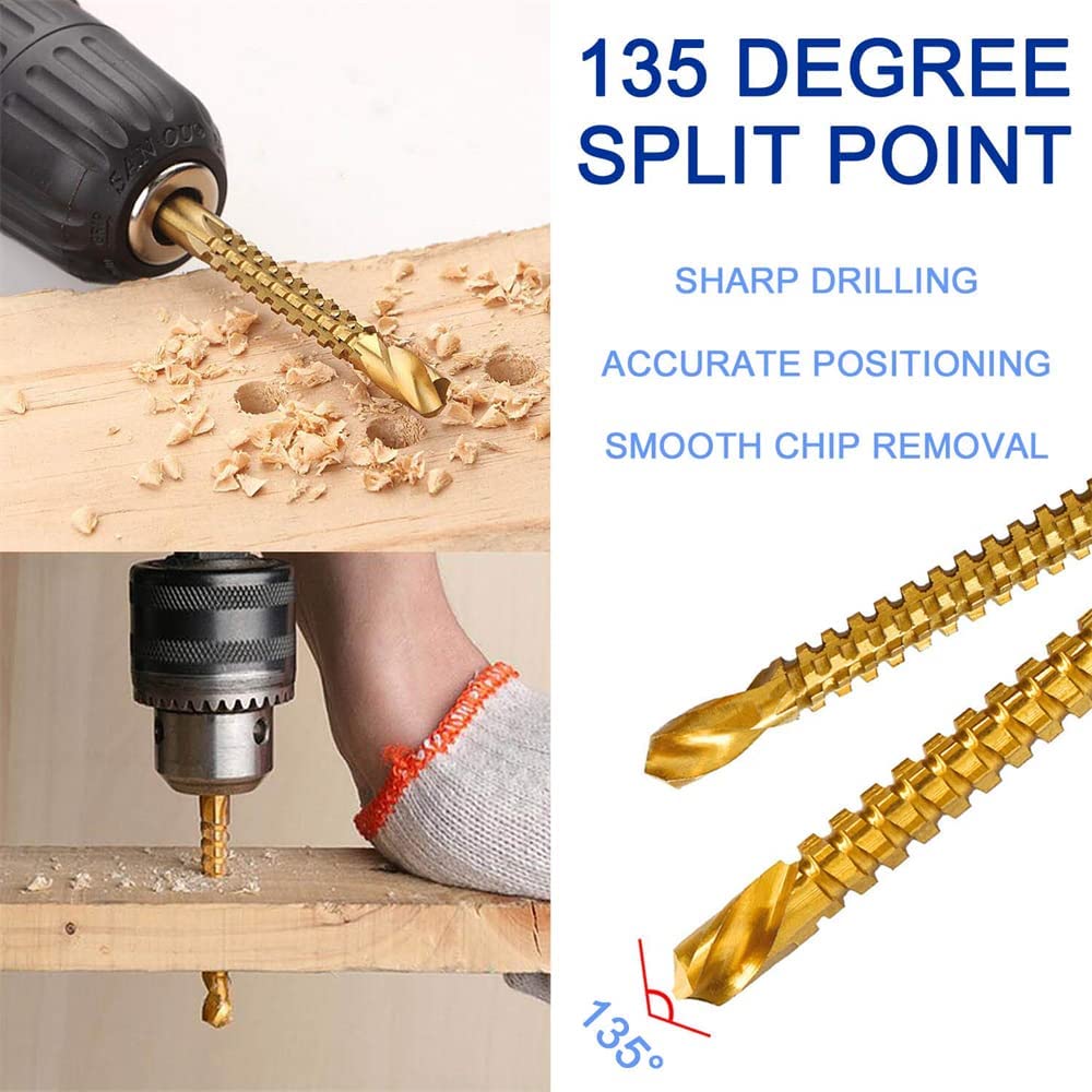 6 Pack Titanium Coated HSS Twist Drill Bits - 3-10mm